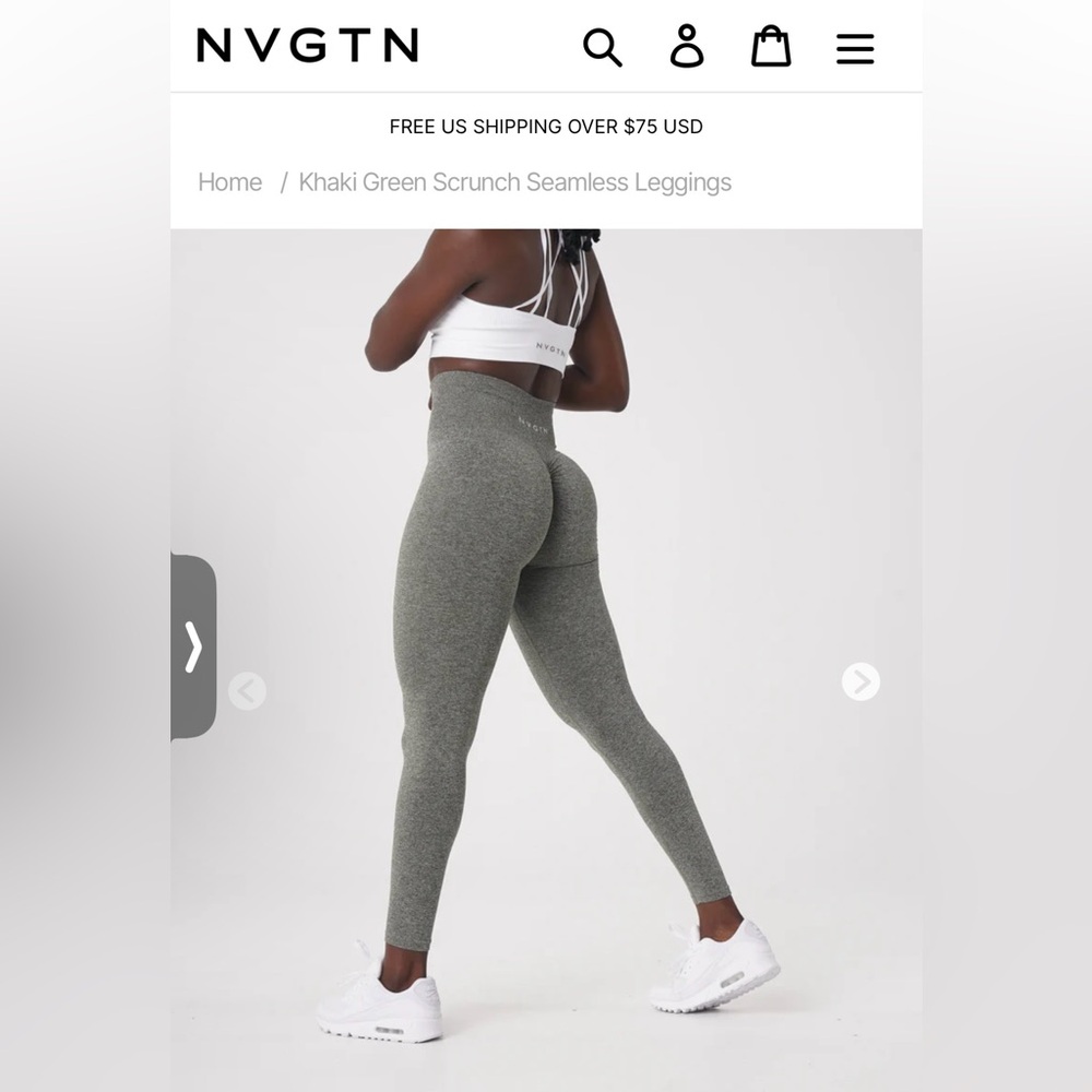 NEW NVGTN Khaki Green Scrunch Seamless Leggings Medium